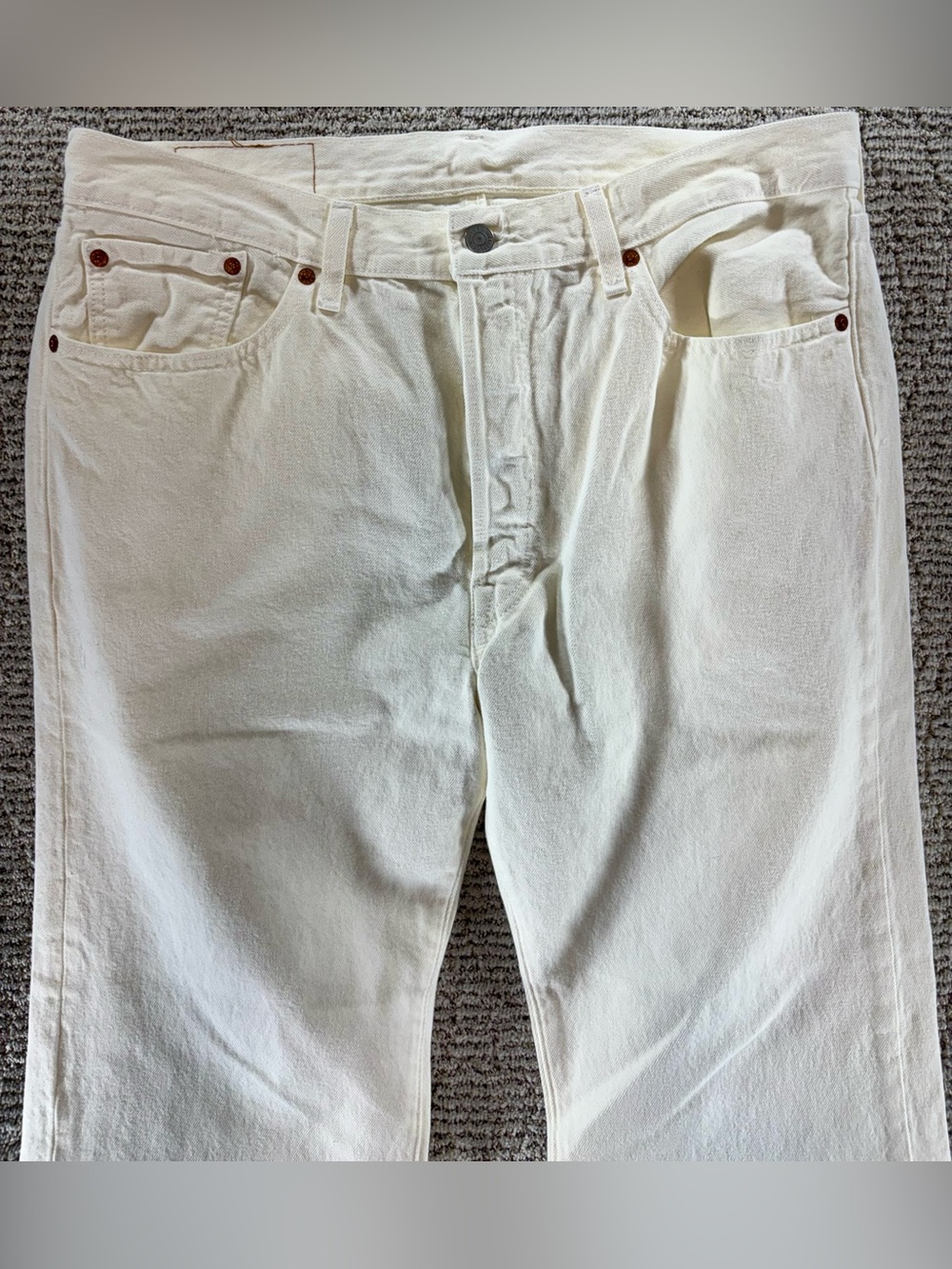 NEW Levi's x Denim Tears 501 Original Fit Men's 36/34 Cream Colored Jeans - Picture 3 of 14